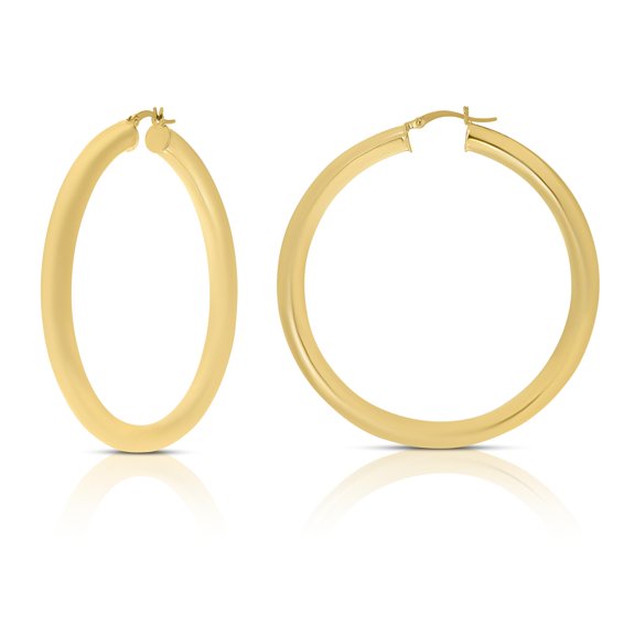 Floreo 14k Yellow Gold 5mm x 40mm High Polish Round Tube Hoop Earrings