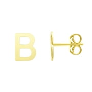 FLOREO 14k Yellow Gold 6.5mm High Polish Initial-B Stud Earrings