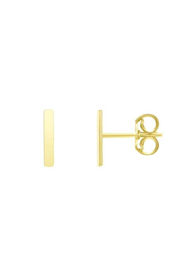 14k Yellow Gold 6.5mm High Polish Initial-I Stud Earrings