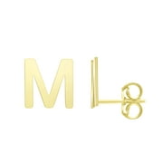 FLOREO 14k Yellow Gold 6.5mm High Polish Initial-M Stud Earrings