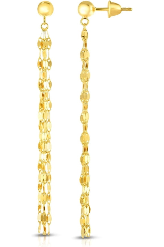 14k Yellow Gold 62mm Shoulder Duster Earrings