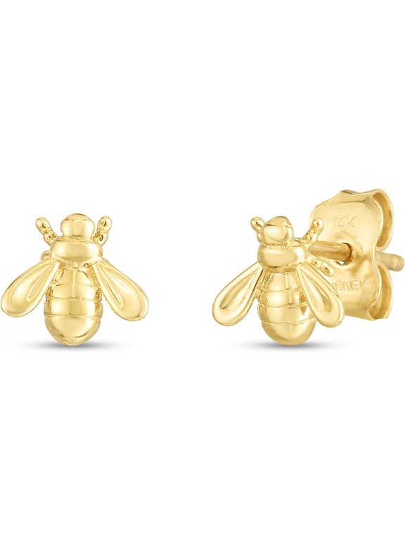 14k Yellow Gold 6mm Bee Stud Earrings