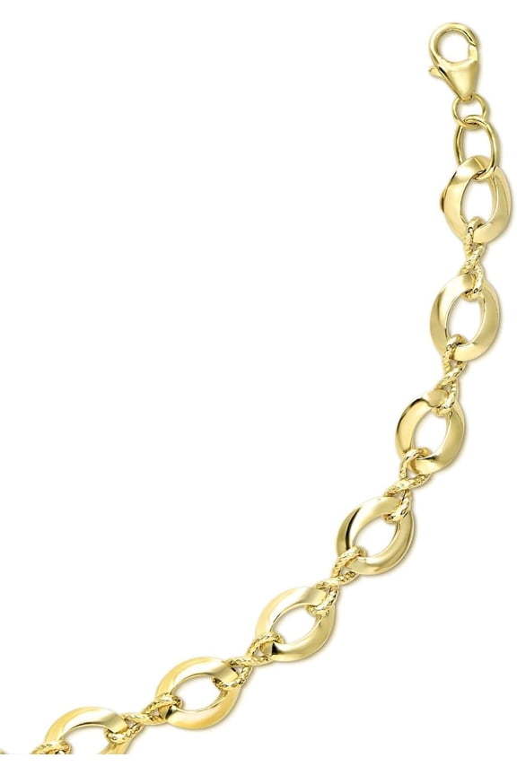 14k Yellow Gold 6mm Polished Infinity and Oval Link Bracelet, 7.5 Inch