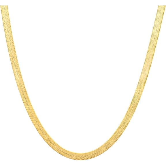 Floreo 14k Yellow Gold 6mm Solid Herringbone Chain Necklace