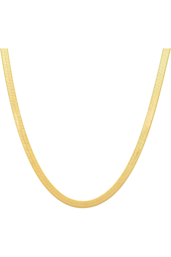 14k Yellow Gold 6mm Solid Herringbone Chain Necklace