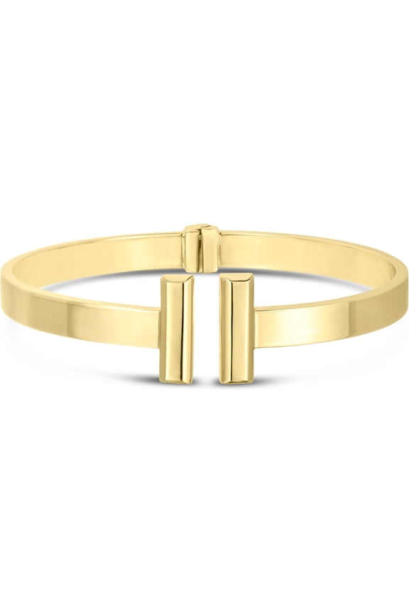 14k Yellow Gold 6mm Solid Shiny High Polish Bar Cuff Bangle Bracelet 7 Inch