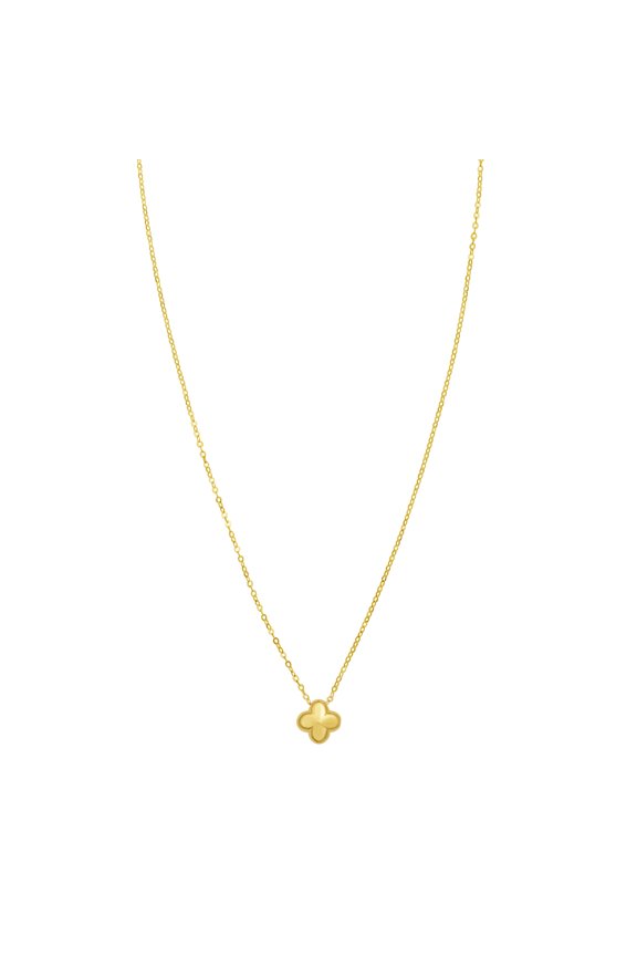 14k Yellow Gold 7.5mm Puffed Mini Clover Charm Pendant Necklace