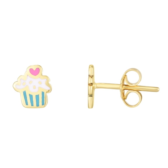 Floreo 14k Yellow Gold 7mm High Polished Cupcake Stud Earrings