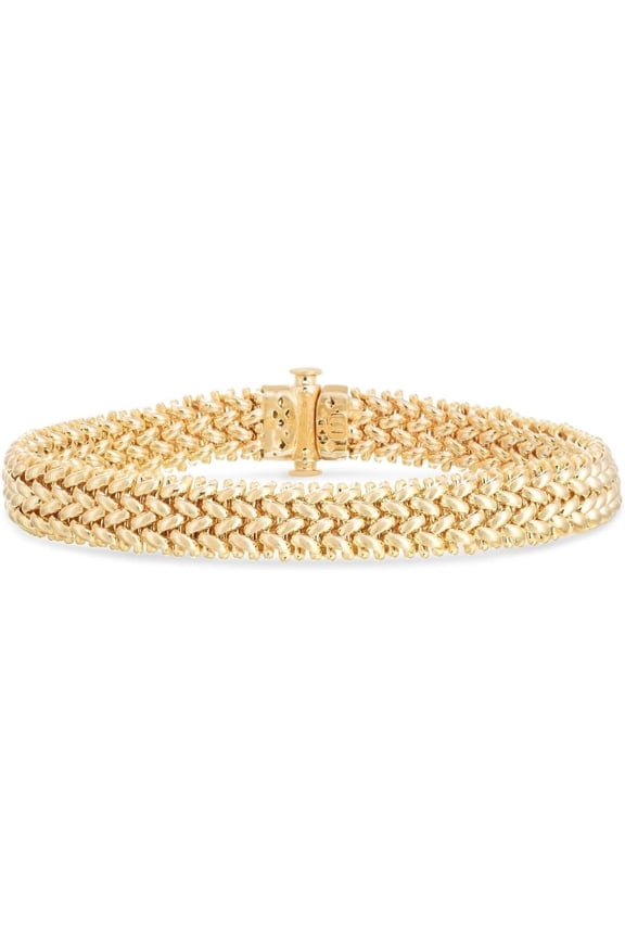 14k Yellow Gold 8.8mm Small Rice Mesh Bracelet, 7 Inch