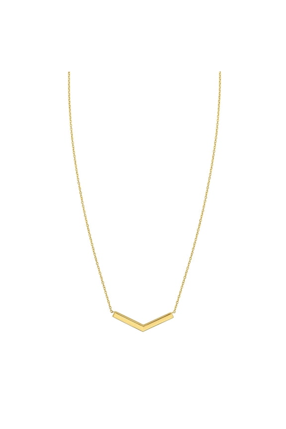 14k Yellow Gold Chevron Pendant Chain Necklace, 16.5 to 18 Inch
