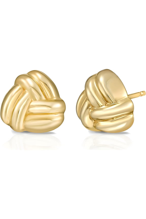 14k Yellow Gold Double Knot Stud Earrings