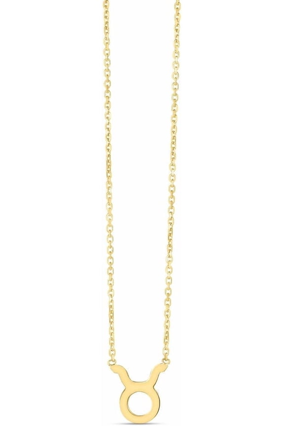 14k Yellow Gold Horoscope Zodiac Sign Taurus Charm Pendant Chain Necklace 16" - 18 Inch