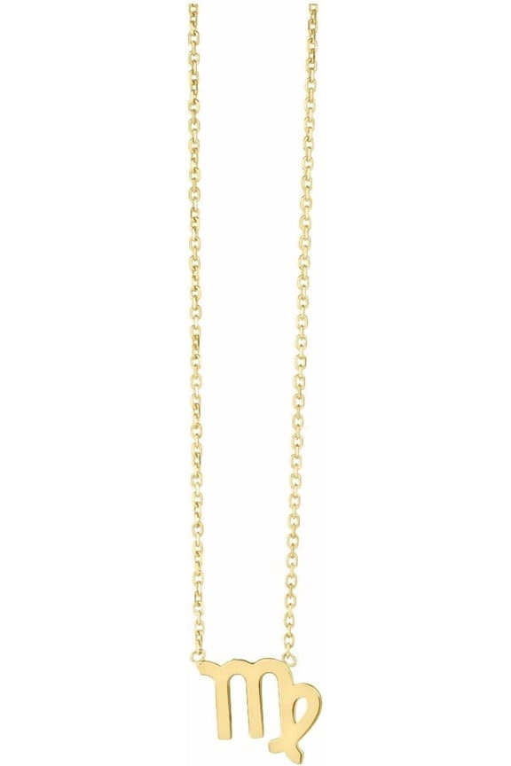 14k Yellow Gold Horoscope Zodiac Sign Virgo Charm Pendant Chain Necklace 16" - 18 Inch