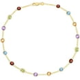 thumbnail image 1 of Floreo 14k Yellow Gold Multi Color Gemstone Anklet, 10” (Garnet, Peridot, Amethyst, Citrine, Blue Topaz), 1 of 1