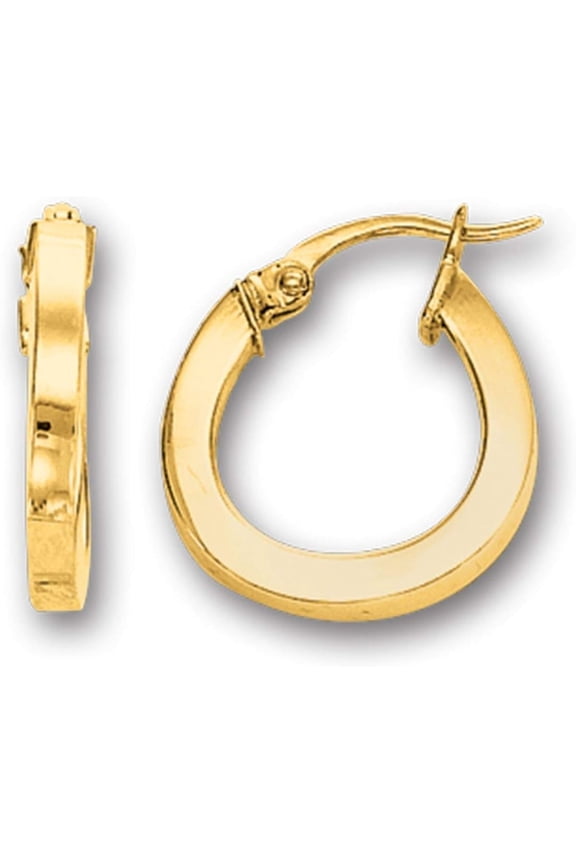 14k Yellow Gold Round High Polish Wedding Band Hoop Earrings