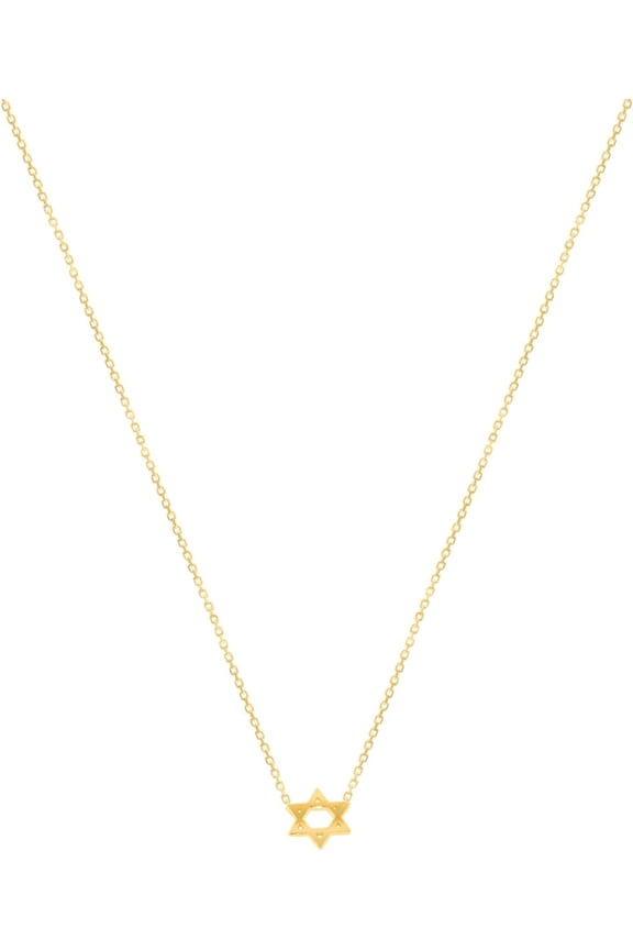 14k Yellow Gold Star of David Chain Necklace, Adjustable 16" - 18 Inch