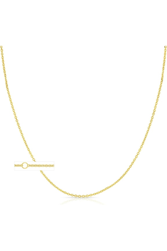 14k Yellow Gold, White Gold, or Rose Gold 1.2mm Adjustable Cable Chain Extendable Necklace, 16 - 18 Inch