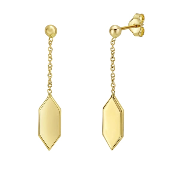 Floreo 14k Yellow Gold 33mm Hexagon Drop Hoop Earrings