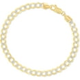 thumbnail image 1 of Floreo 14k Yellow Gold or Two-Tone 4.5mm Solid Curb Cuban Chain Bracelet, 1 of 5