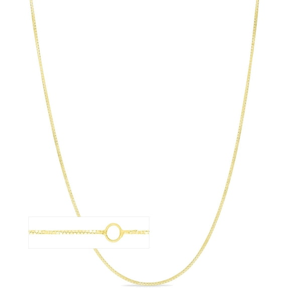 Floreo 14k Yellow Gold or White Gold 0.6mm Adjustable Box Chain Extendable Necklace, 16 - 18 Inch