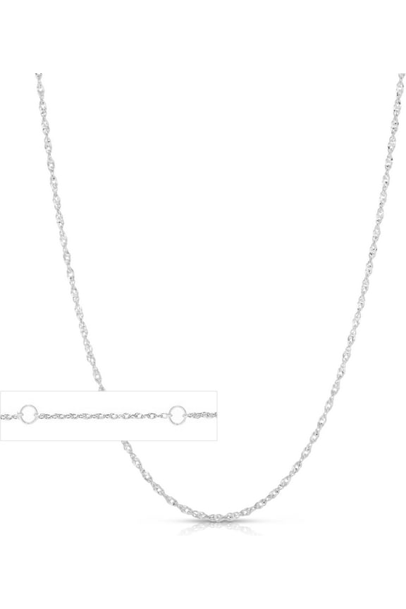 14k Yellow Gold or White Gold 0.85mm Double Extendable Rope Chain Adjustable Necklace, 16" - 17" - 18" Inch