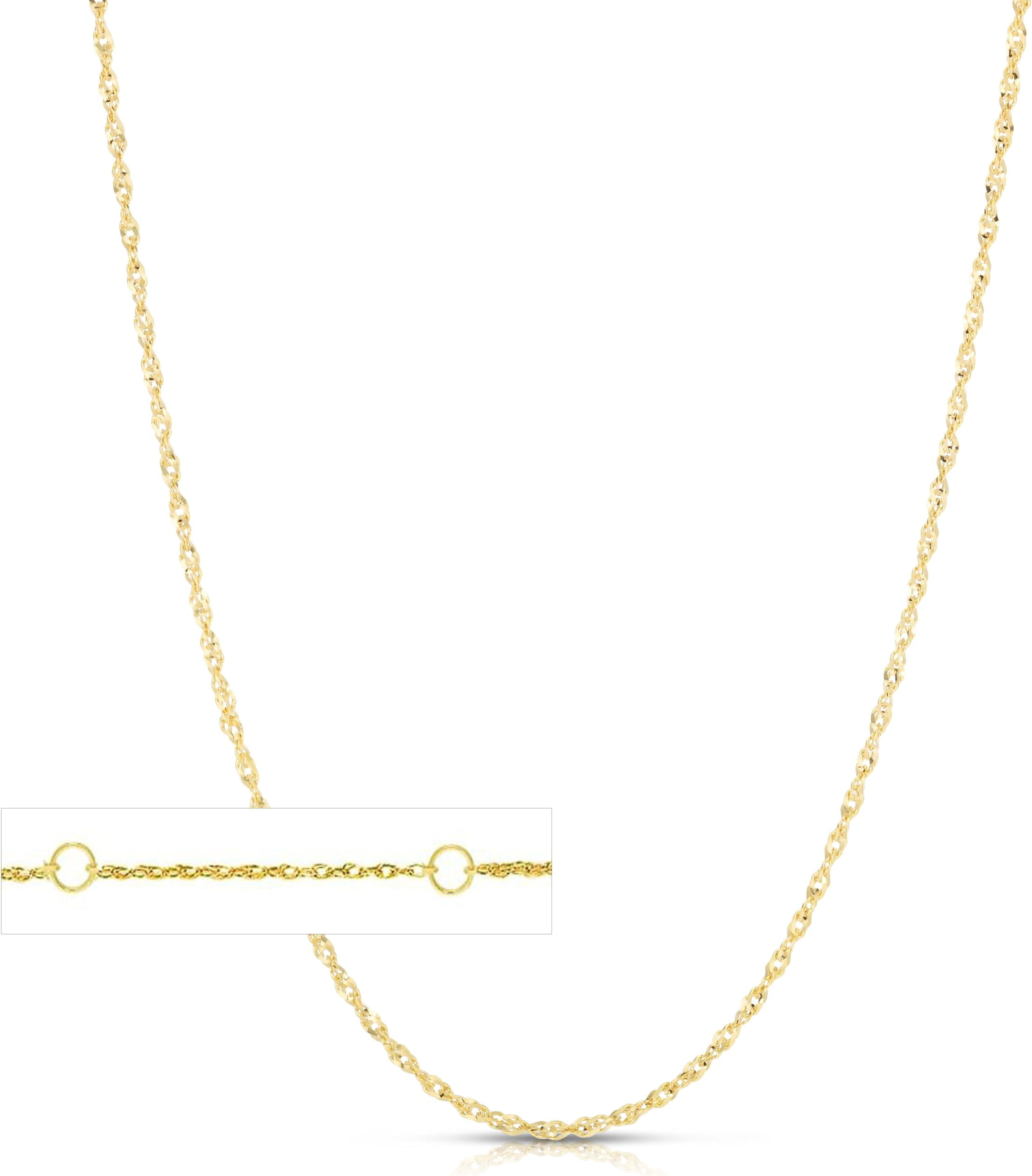 Floreo 14k Yellow Gold or White Gold 0.85mm Double Extendable Rope Chain Adjustable Necklace, 16" - 17" - 18" Inch