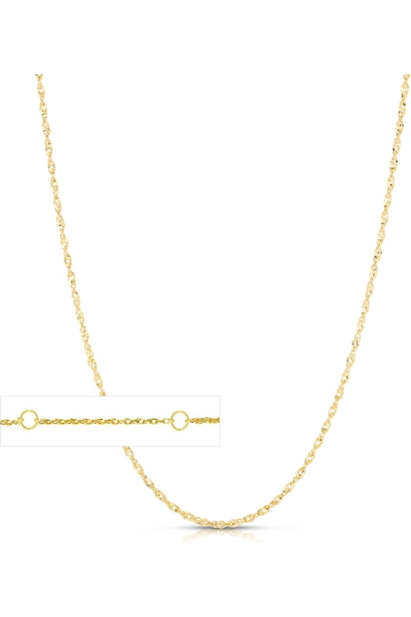 14k Yellow Gold or White Gold 0.85mm Double Extendable Rope Chain Adjustable Necklace, 16" - 17" - 18" Inch