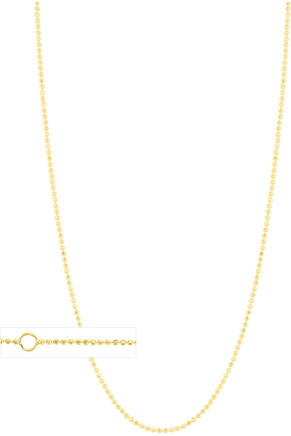 14k Yellow Gold or White Gold 1.0mm Adjustable Bead Chain Extendable Necklace, 16 - 18 Inch