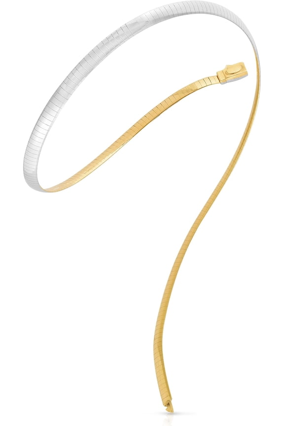 14k Yellow and White Gold 4mm Reversible Omega Chain Necklace