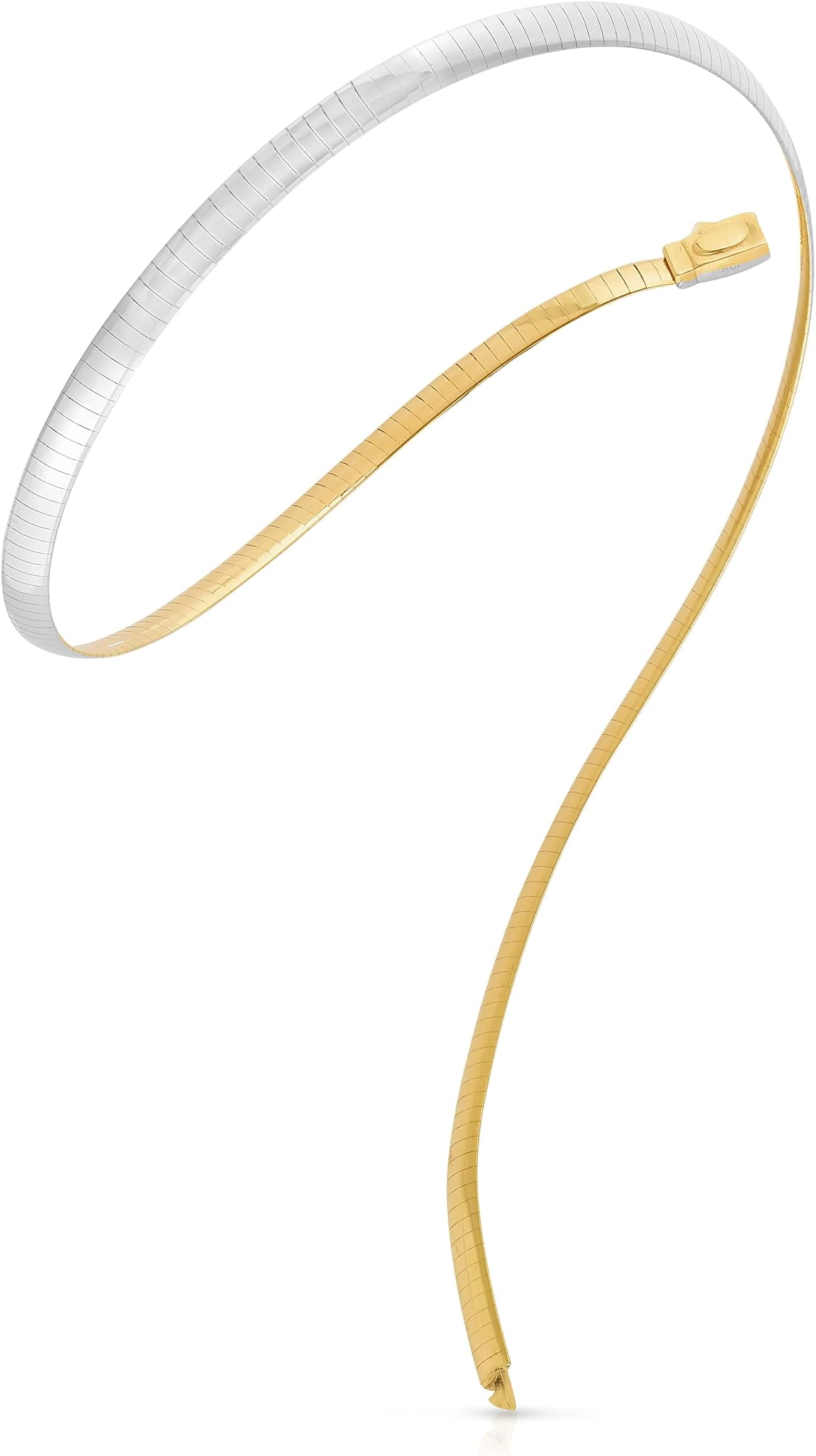 Floreo 14k Yellow and White Gold 6mm Reversible Omega Chain Necklace