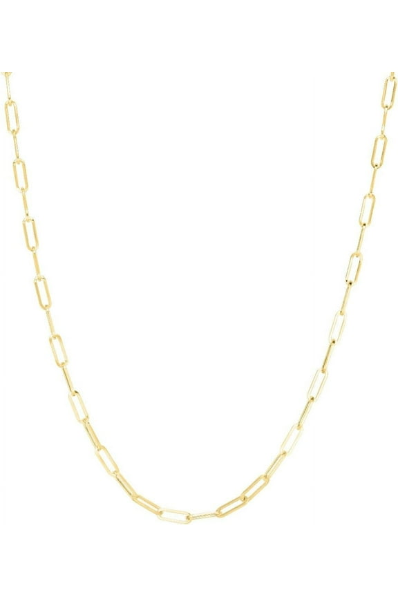 18k Yellow Gold 1.5mm Solid Paperclip Chain Necklace