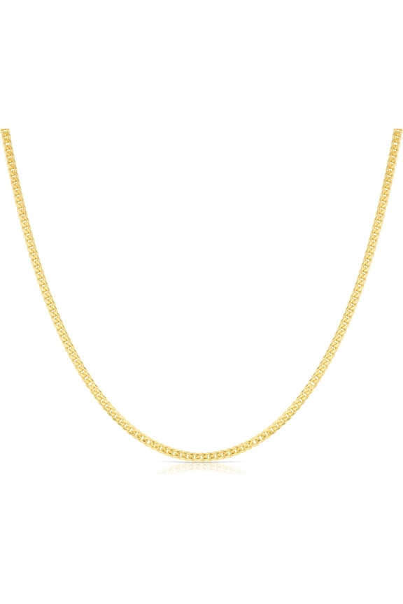 18k Yellow Gold 2.2mm Solid Gourmette Chain Necklace