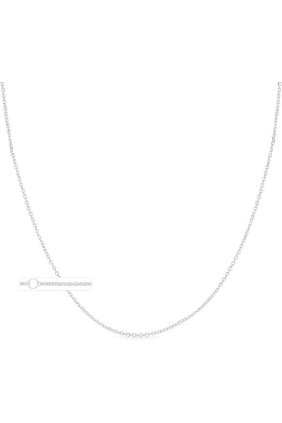 18k White Gold Single Extendable Classic Cable Chain Adjustable Necklace, 16" - 18 Inch