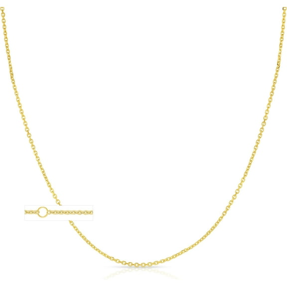 Floreo 18k Yellow Gold or White Gold Single Extendable Diamond Cut Cable Chain Adjustable Necklace, 16" - 18 Inch