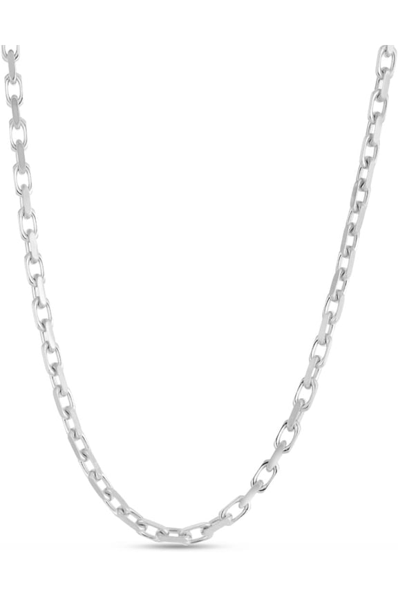 .925 Sterling Silver Rhodium Plated 3mm Solid French Cable Chain Necklace