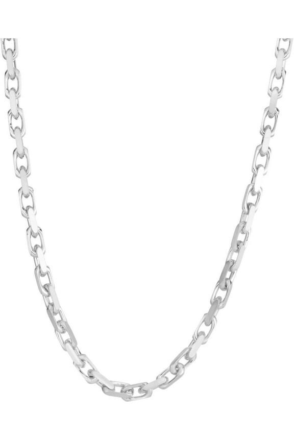 .925 Sterling Silver Rhodium Plated 5mm Solid French Cable Chain Necklace