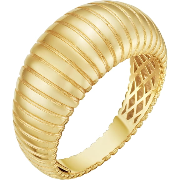 Floreo Italian 14k Yellow Gold 9.6mm Graduated Tubogas Ring, Sizes 6 - 7