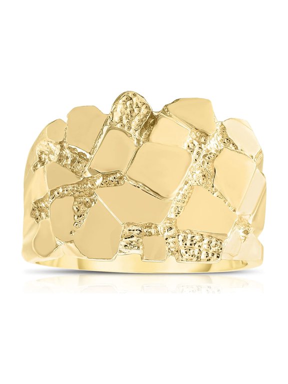 Men's 10k Yellow Gold 16mm Uneven Dense Nugget Ring