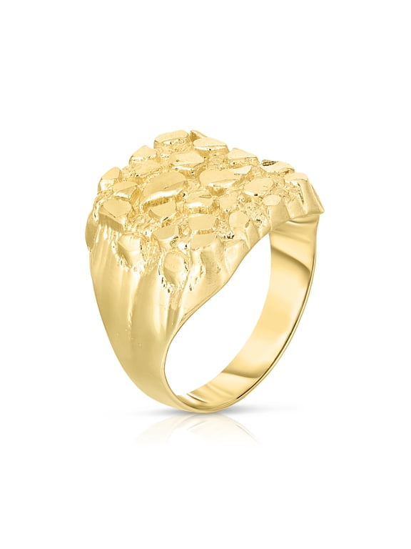 Men's 10k Yellow Gold 17.5mm Lite Square Nugget Ring