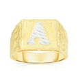 thumbnail image 1 of Floreo Men’s 10k Yellow Gold Alphabet Two-Tone Square A-Z Initial Ring, Sizes 5 - 11, 1 of 3
