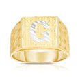 thumbnail image 1 of Floreo Men’s 10k Yellow Gold Alphabet Two-Tone Square A-Z Initial Ring, Sizes 5 - 11, 1 of 3