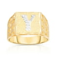 thumbnail image 1 of Floreo Men’s 10k Yellow Gold Alphabet Two-Tone Square A-Z Initial Ring, Sizes 5 - 11, 1 of 3