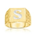 thumbnail image 1 of Floreo Men’s 10k Yellow Gold Alphabet Two-Tone Square A-Z Initial Ring, Sizes 5 - 11, 1 of 3