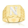 thumbnail image 1 of Floreo Men’s 10k Yellow Gold Alphabet Two-Tone Square A-Z Initial Ring, Sizes 5 - 11, 1 of 3