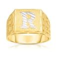 thumbnail image 1 of Floreo Men’s 10k Yellow Gold Alphabet Two-Tone Square A-Z Initial Ring, Sizes 5 - 11, 1 of 3