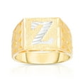 thumbnail image 1 of Floreo Men’s 10k Yellow Gold Alphabet Two-Tone Square A-Z Initial Ring, Sizes 5 - 11, 1 of 3