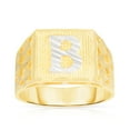 thumbnail image 1 of Floreo Men’s 10k Yellow Gold Alphabet Two-Tone Square A-Z Initial Ring, Sizes 5 - 11, 1 of 3