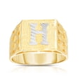 thumbnail image 1 of Floreo Men’s 10k Yellow Gold Alphabet Two-Tone Square A-Z Initial Ring, Sizes 5 - 11, 1 of 3