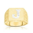 thumbnail image 1 of Floreo Men’s 10k Yellow Gold Alphabet Two-Tone Square A-Z Initial Ring, Sizes 5 - 11, 1 of 3