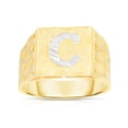 thumbnail image 1 of Floreo Men’s 10k Yellow Gold Alphabet Two-Tone Square A-Z Initial Ring, Sizes 5 - 11, 1 of 3